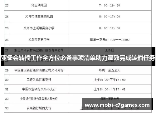 亚冬会转播工作全方位必备事项清单助力高效完成转播任务